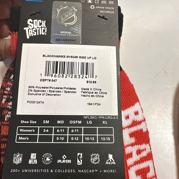 Chicago Blackhawks Red NHL Team Rise Up Socks Unisex Large 10-13 2 Packs Of 2 - Picture 3 of 8